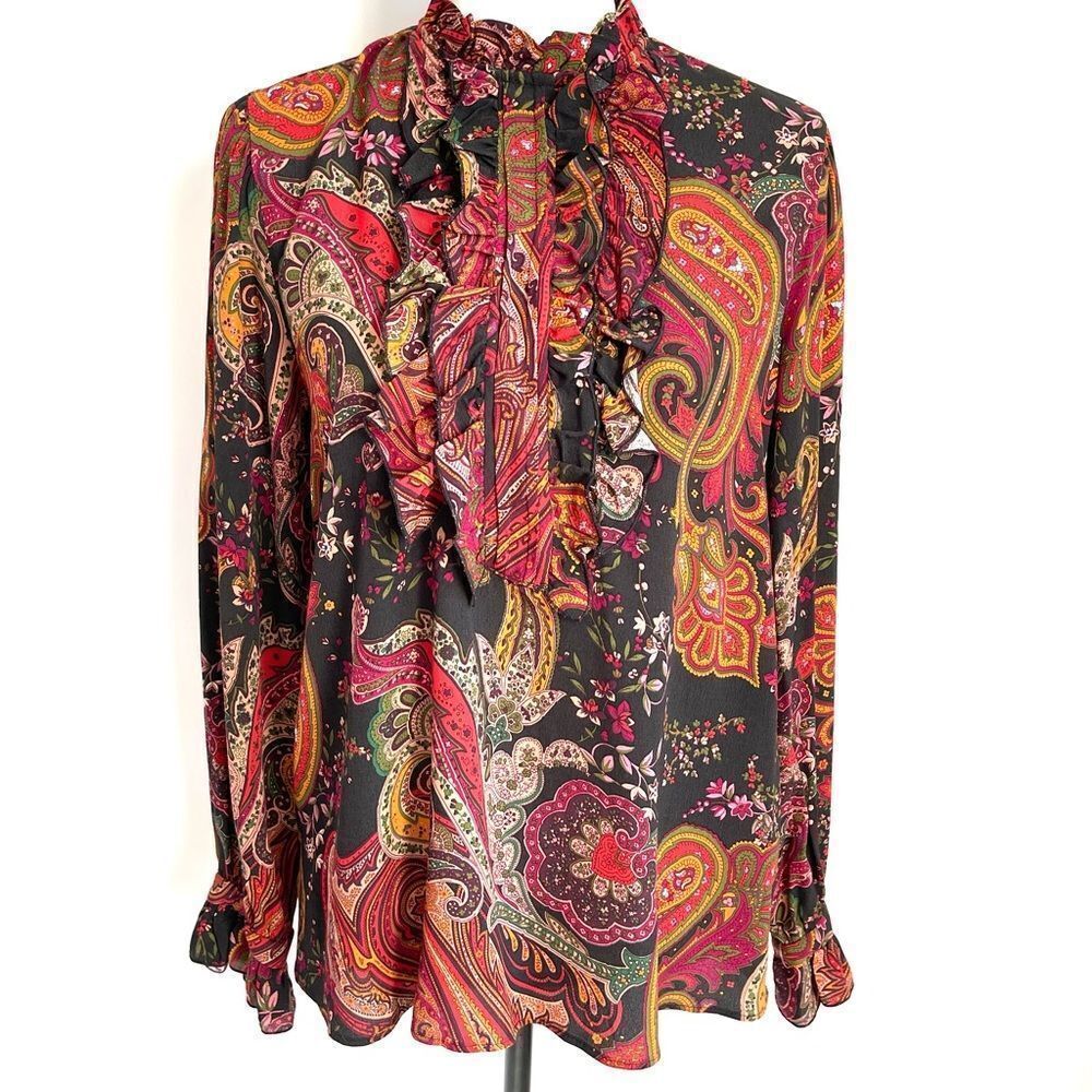 Zara Long Sleeve Floral Piasley Print Blouse
